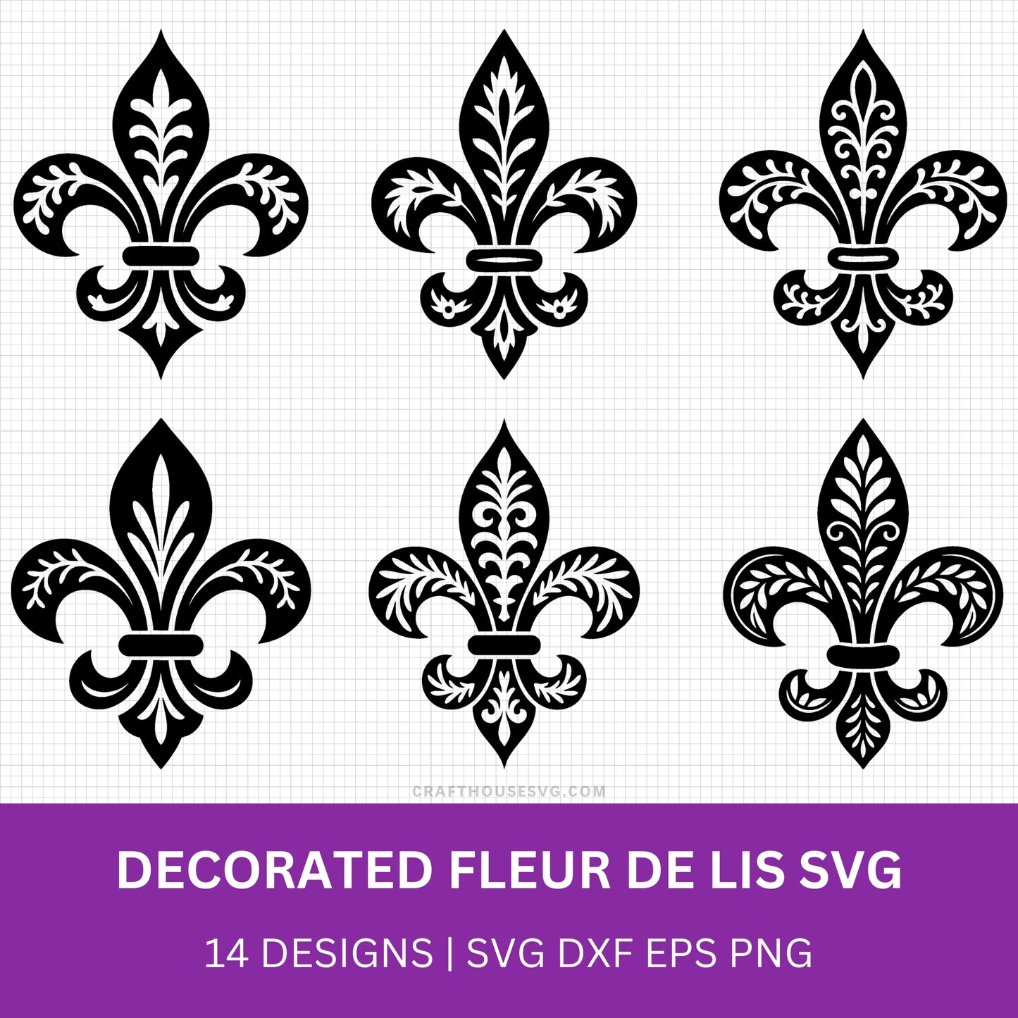 Decorated Fleur de lis SVG Bundle
