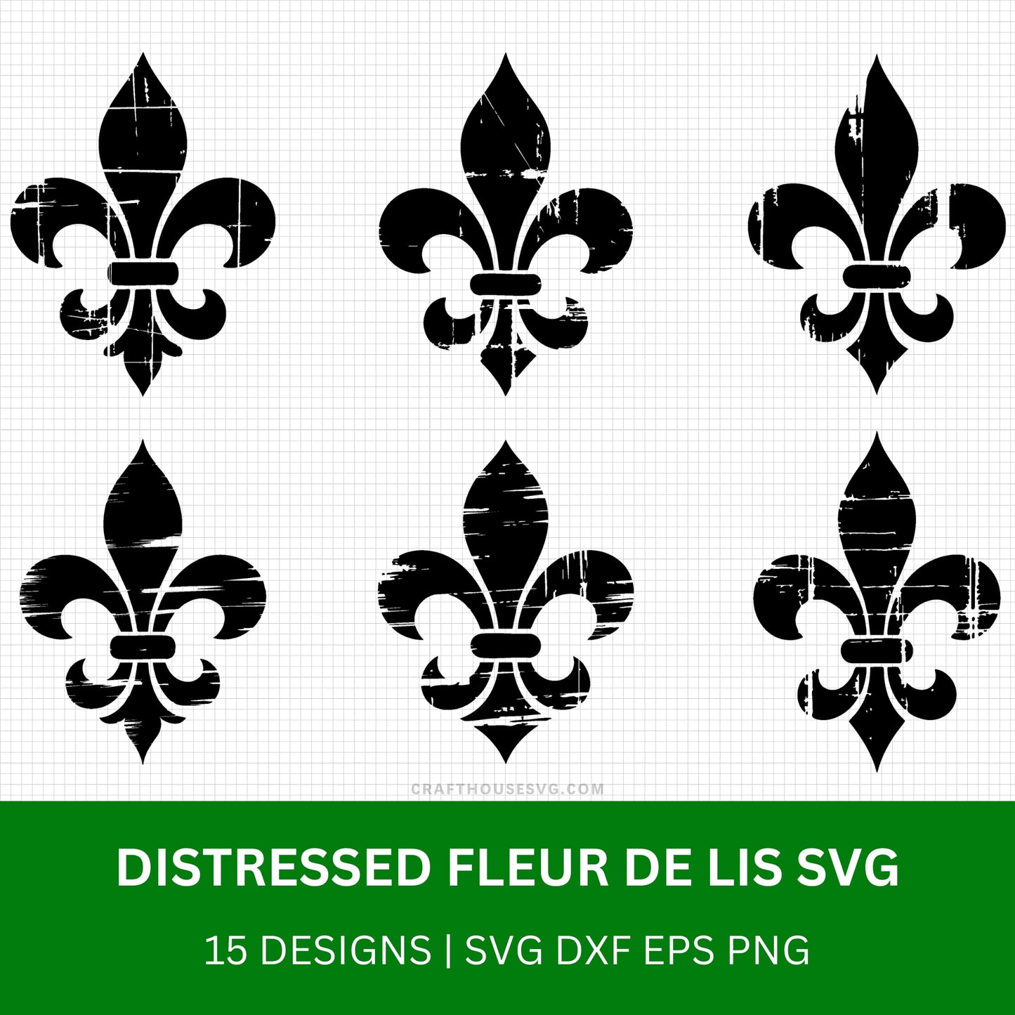 Distressed Fleur de lis SVG Bundle