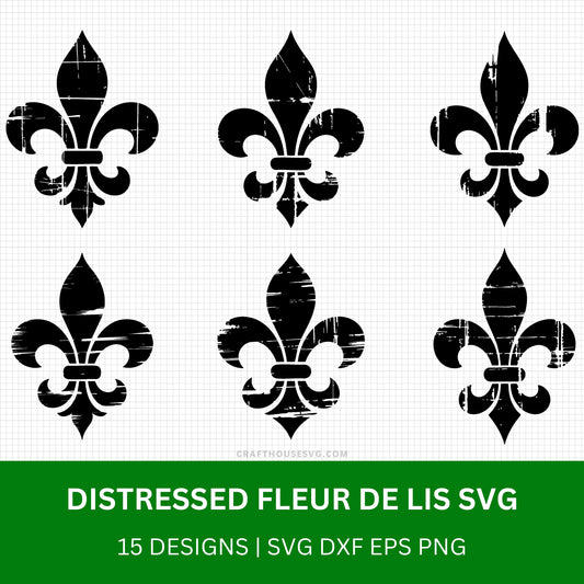 Distressed Fleur de lis SVG Bundle