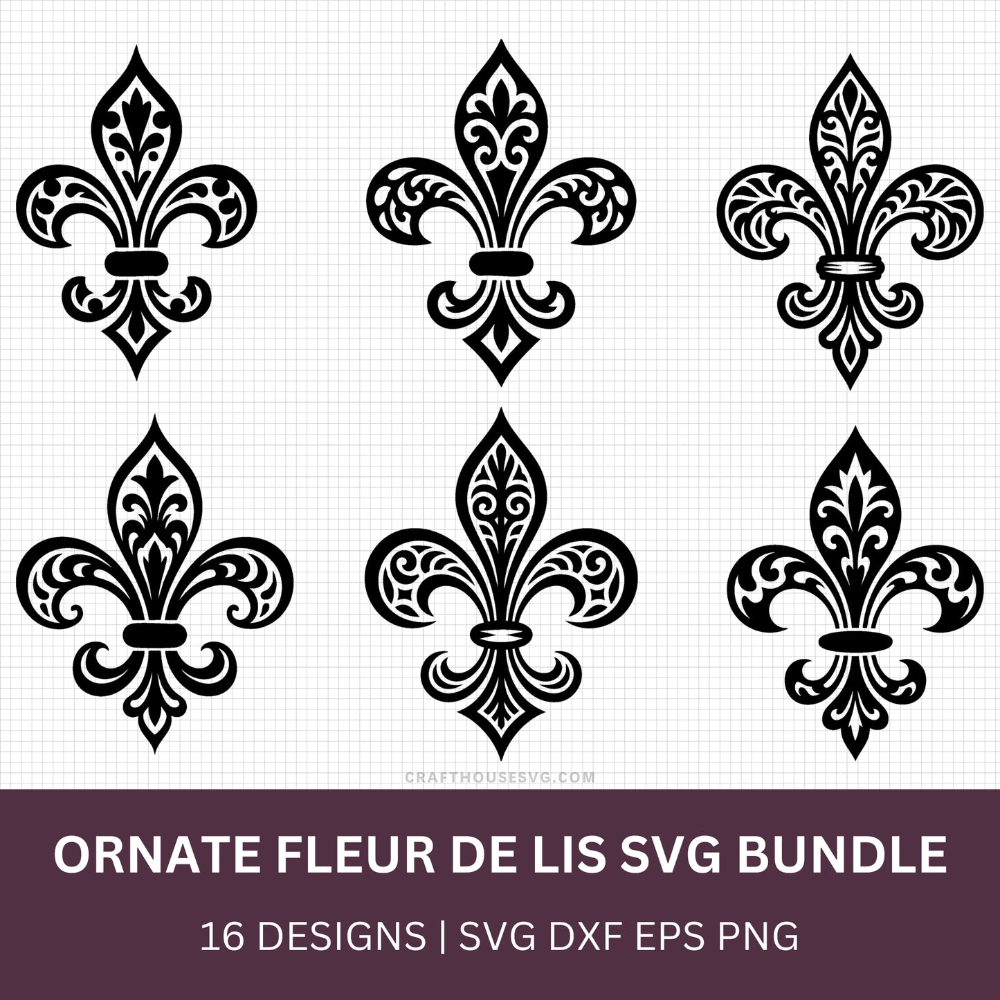 Ornate Fleur de lis SVG Bundle