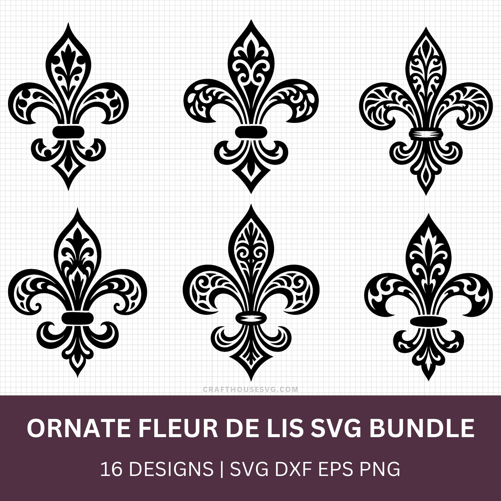 Ornate Fleur de lis SVG Bundle