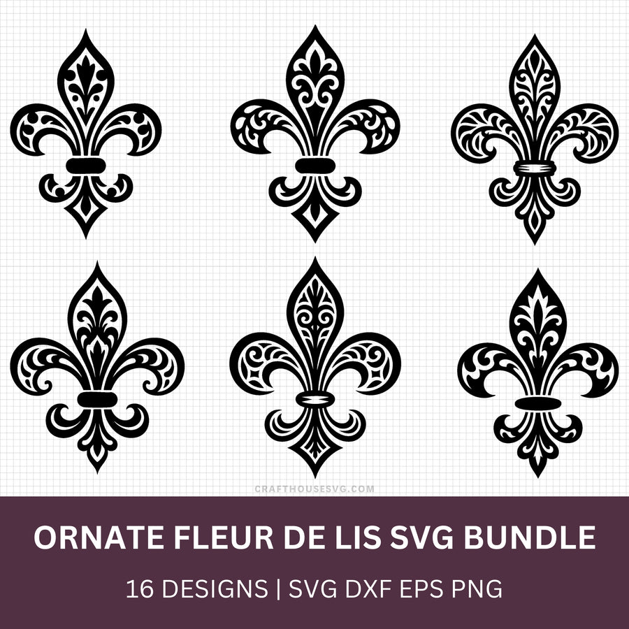 Ornate Fleur de lis SVG Bundle - Craft House SVG