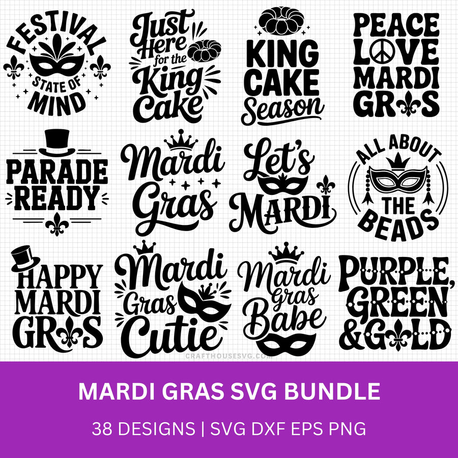 Mardi Gras Quotes SVG Bundle - Craft House SVG