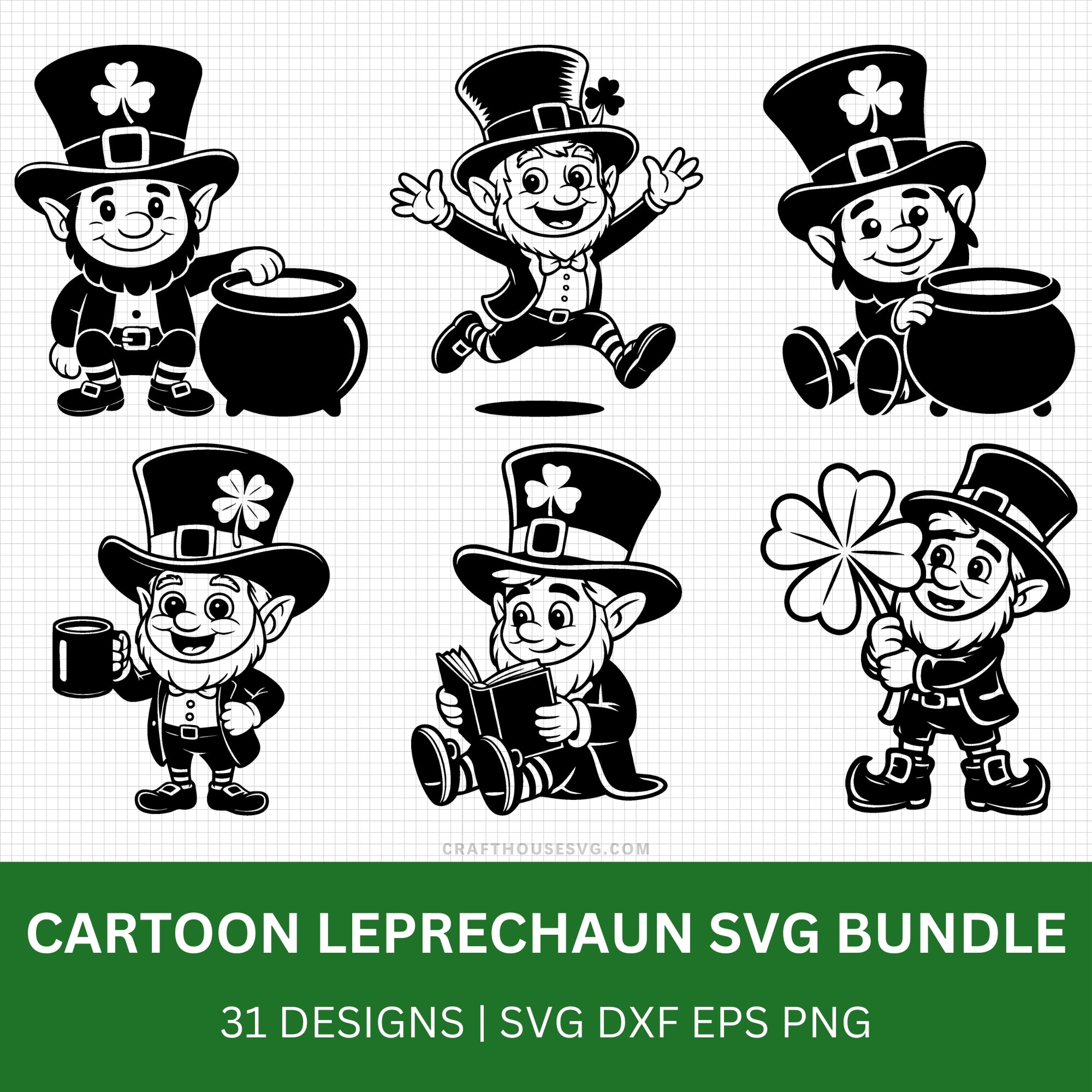 Cartoon Leprechaun SVG Bundle - Craft House SVG