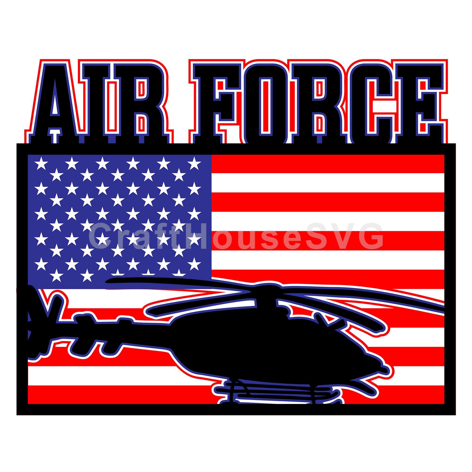 3D Layered Air force American Flag SVG