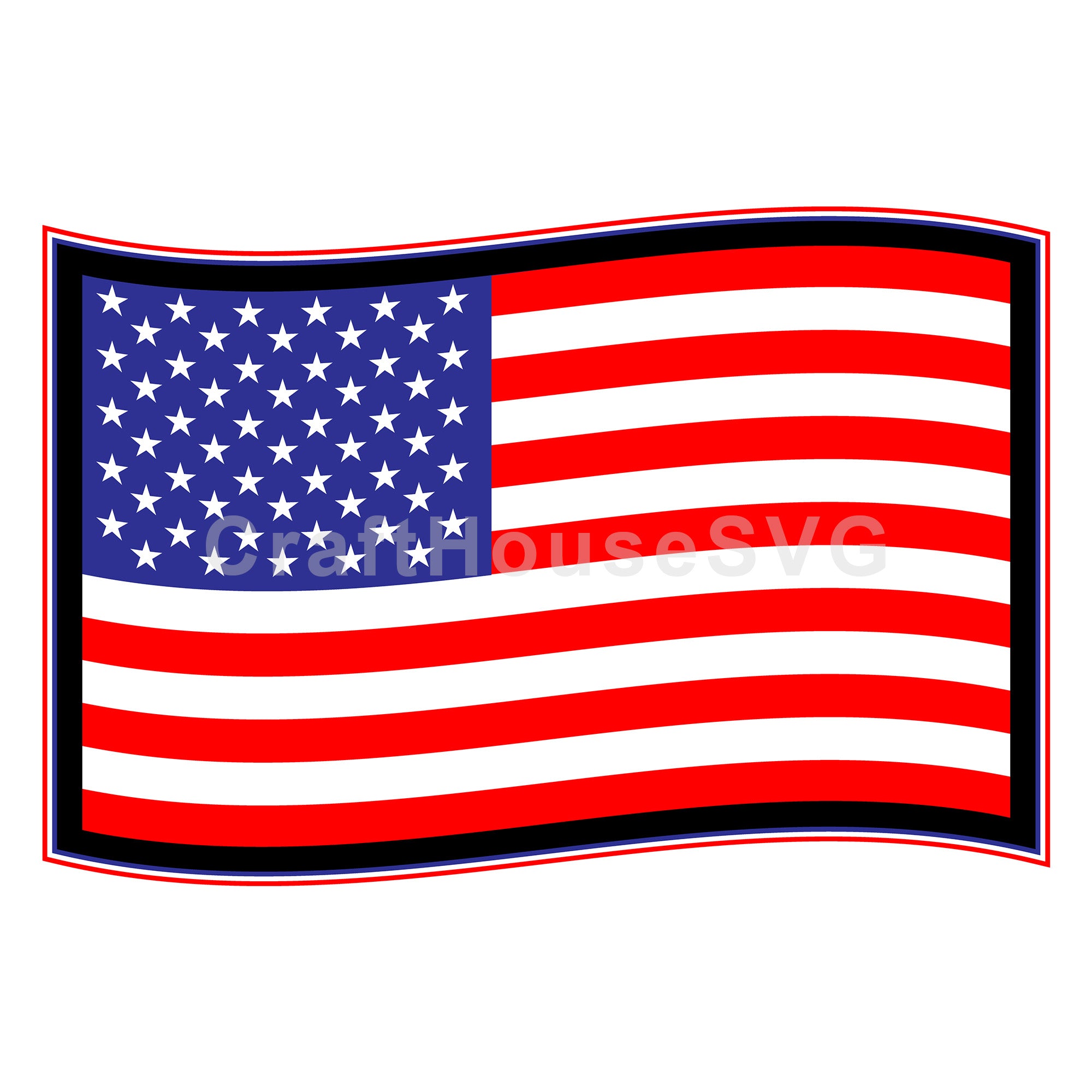 3D Layered American Flag Wavy SVG