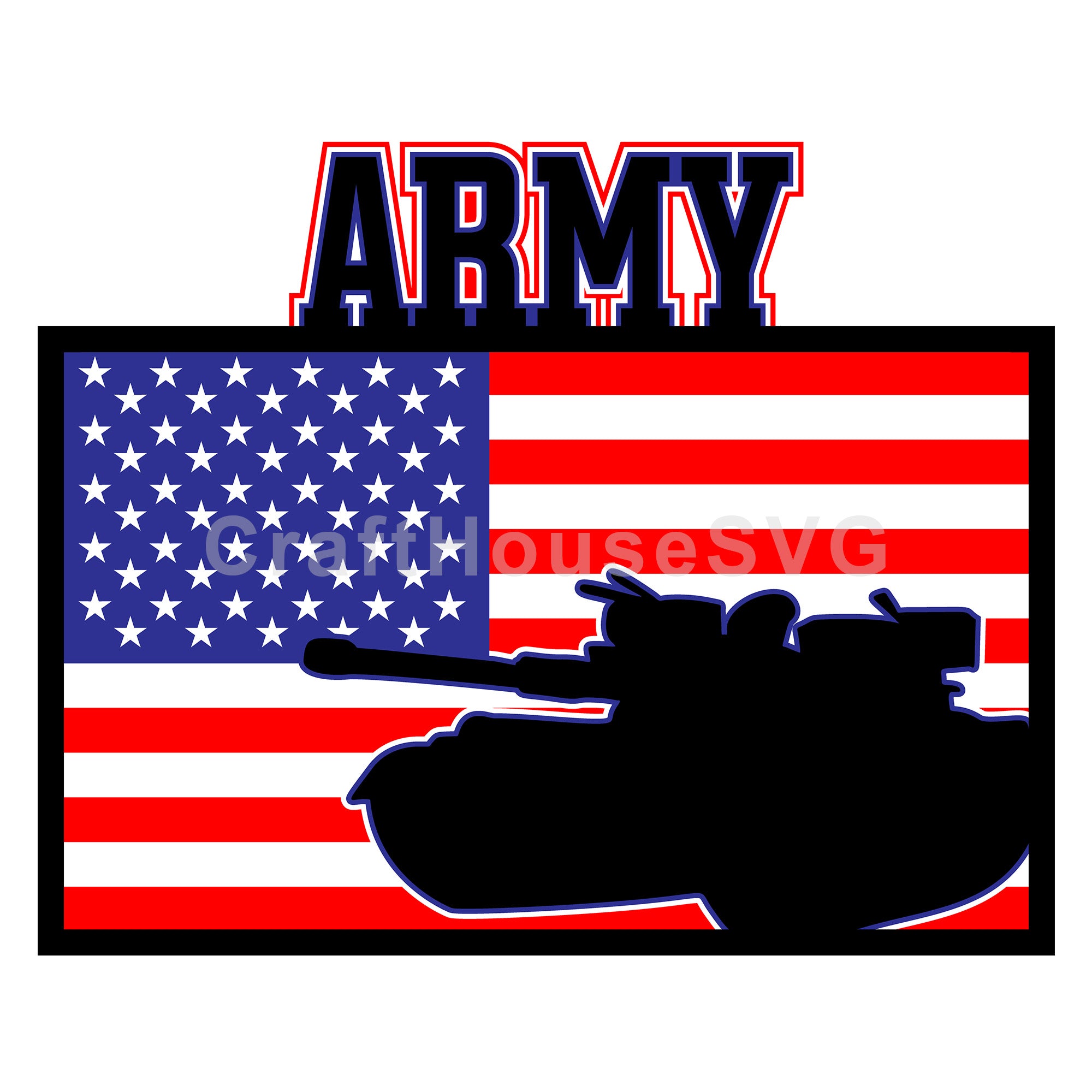 3D Layered Army American Flag SVG