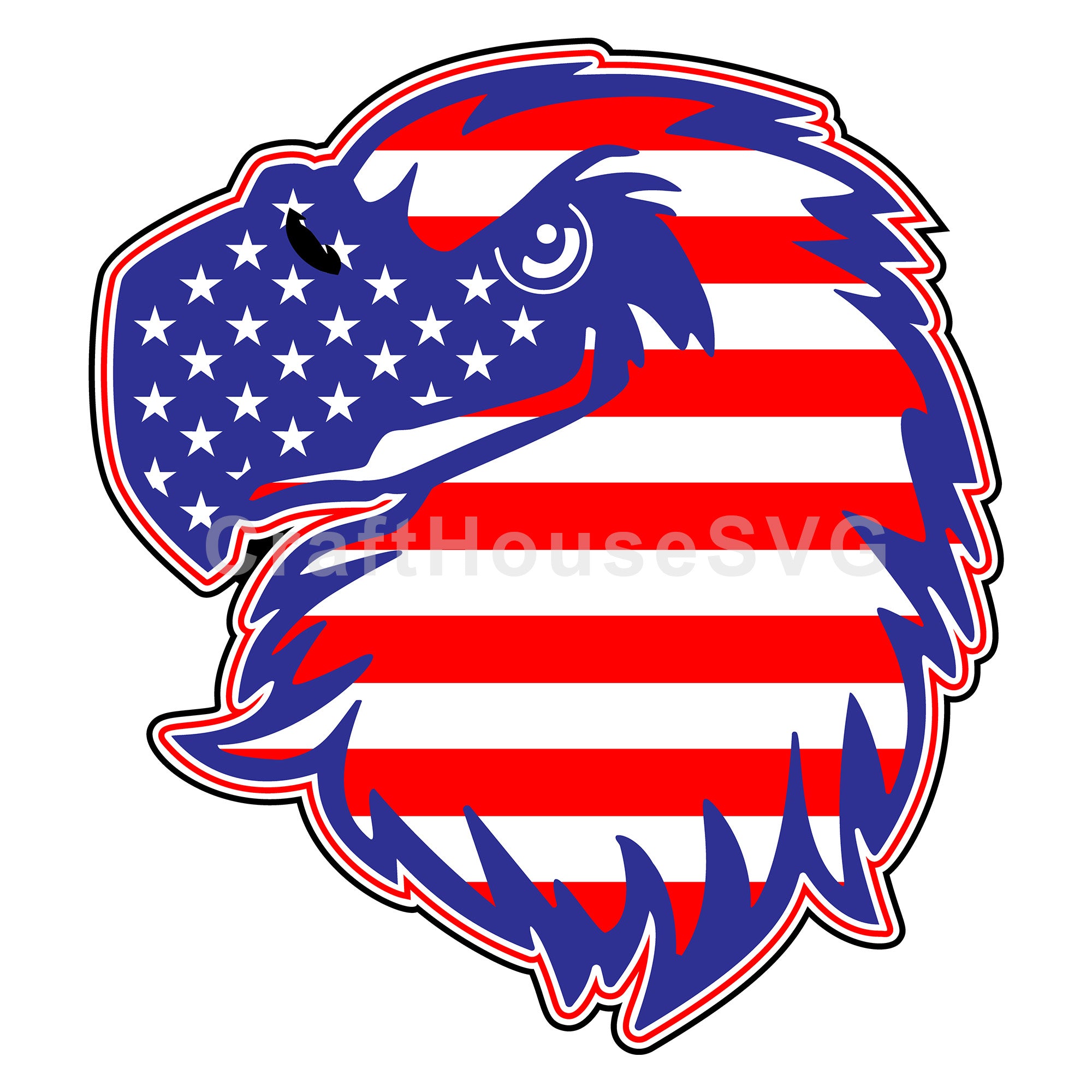 3D Layered Bald Eagle US Flag SVG