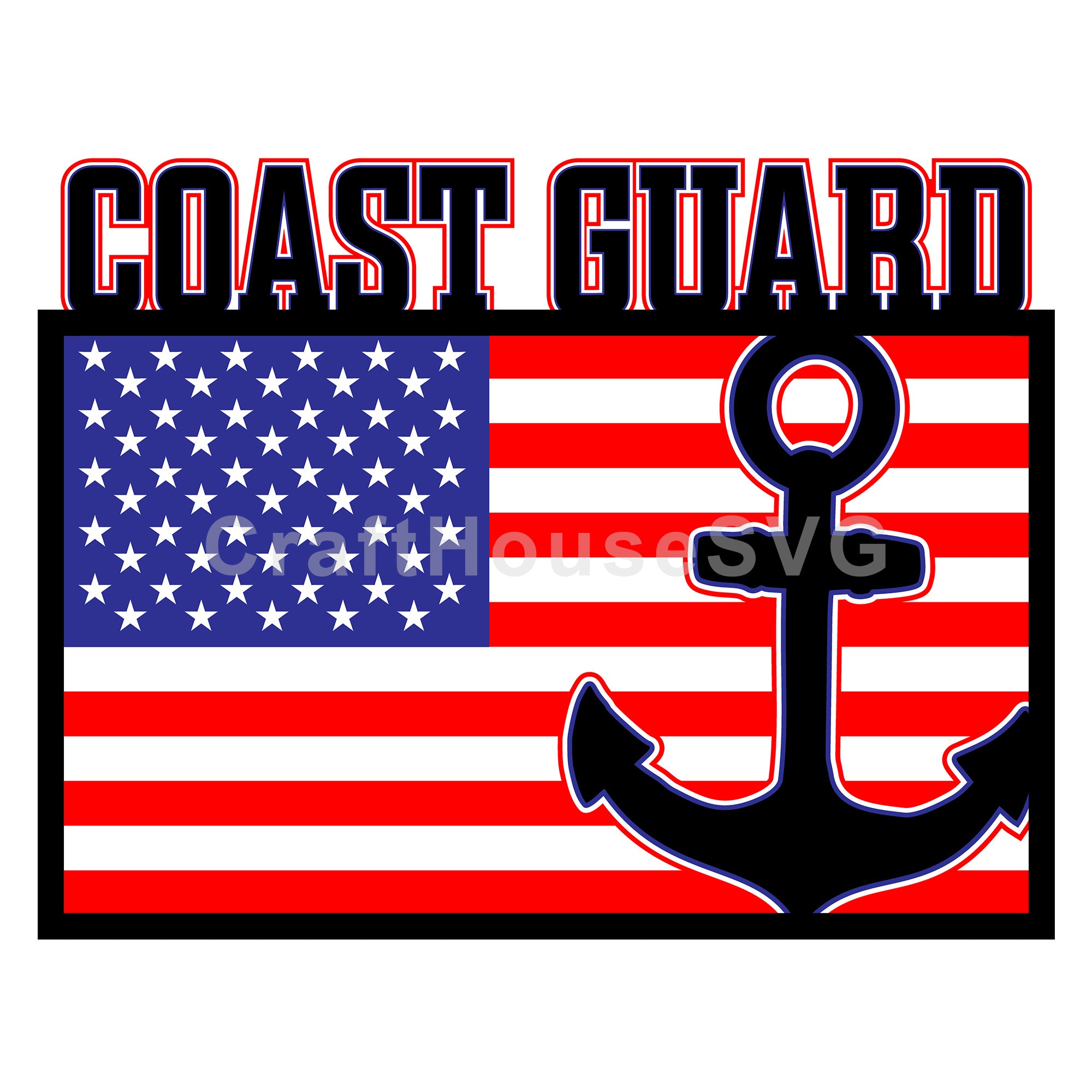 3D Layered Coast guard American Flag SVG