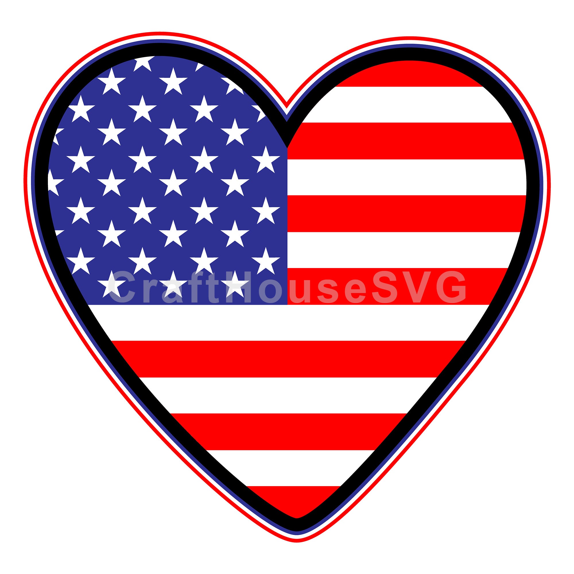 3D Heart American Flag SVG