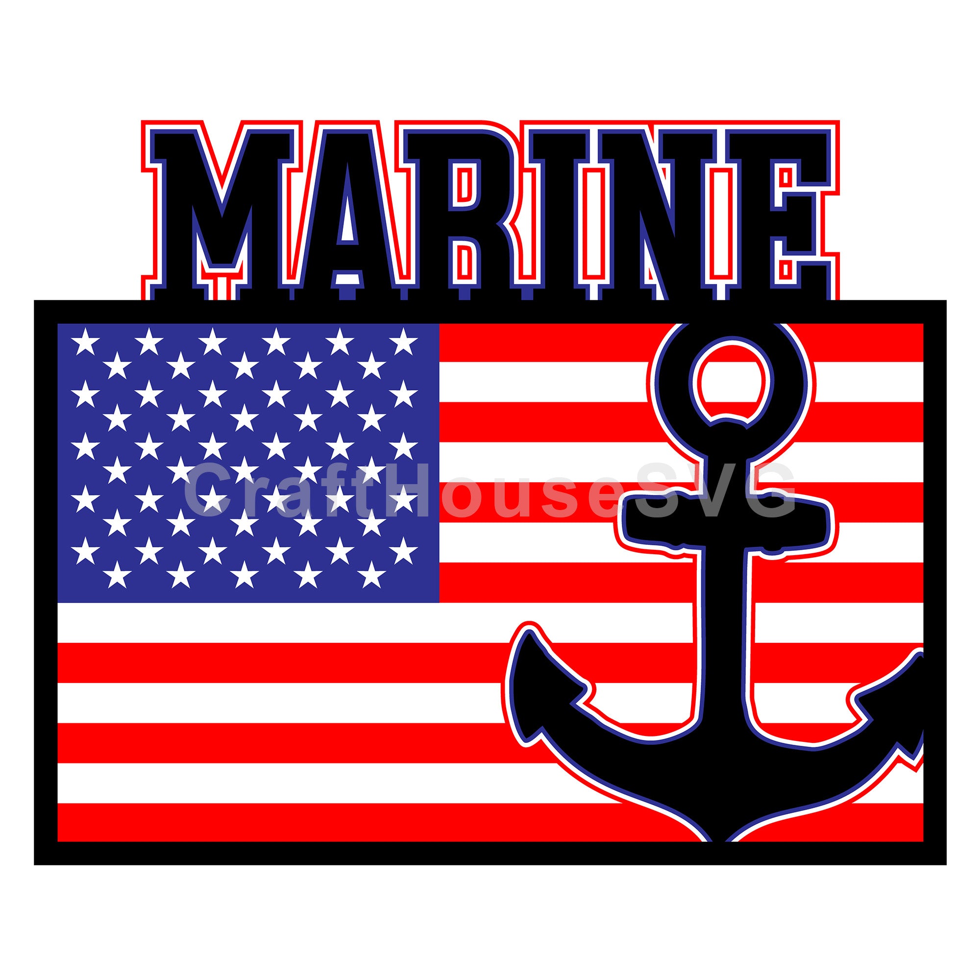 3D Marine American Flag SVG