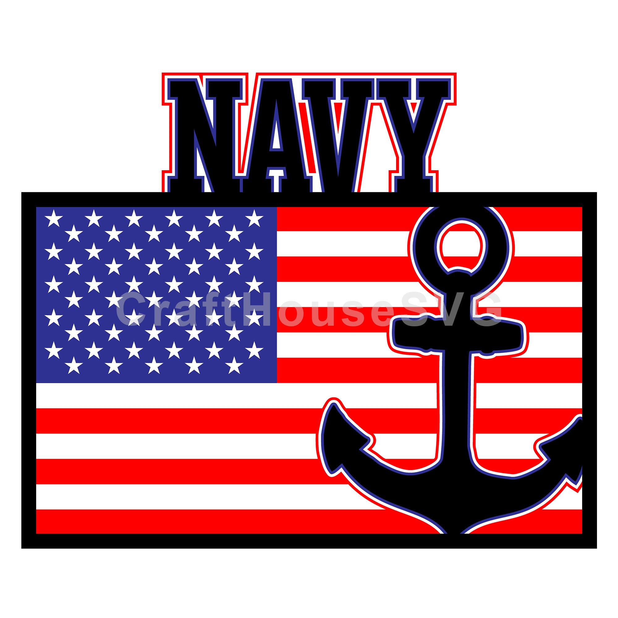 3D Navy American Flag SVG