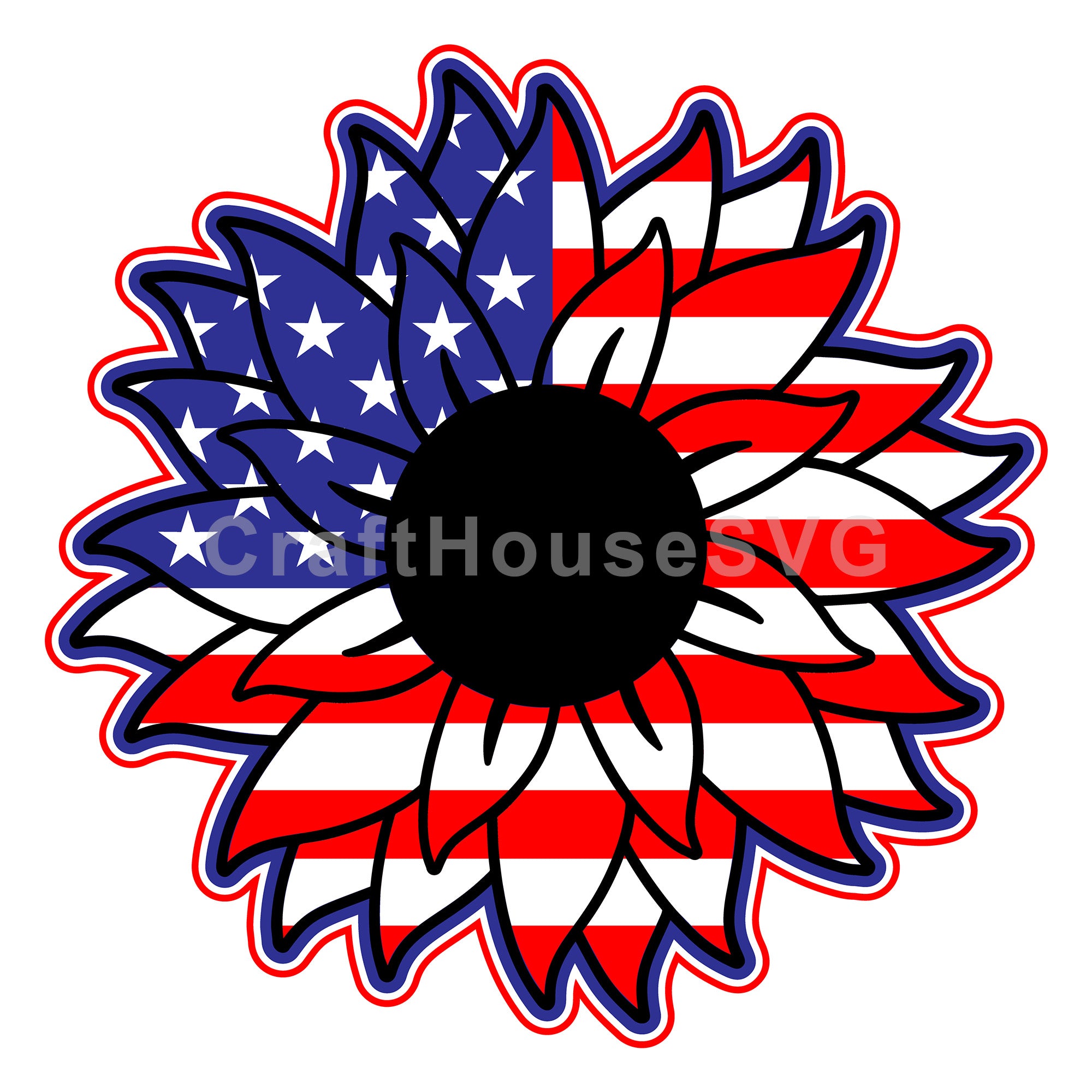 3D Sunflower American flag SVG