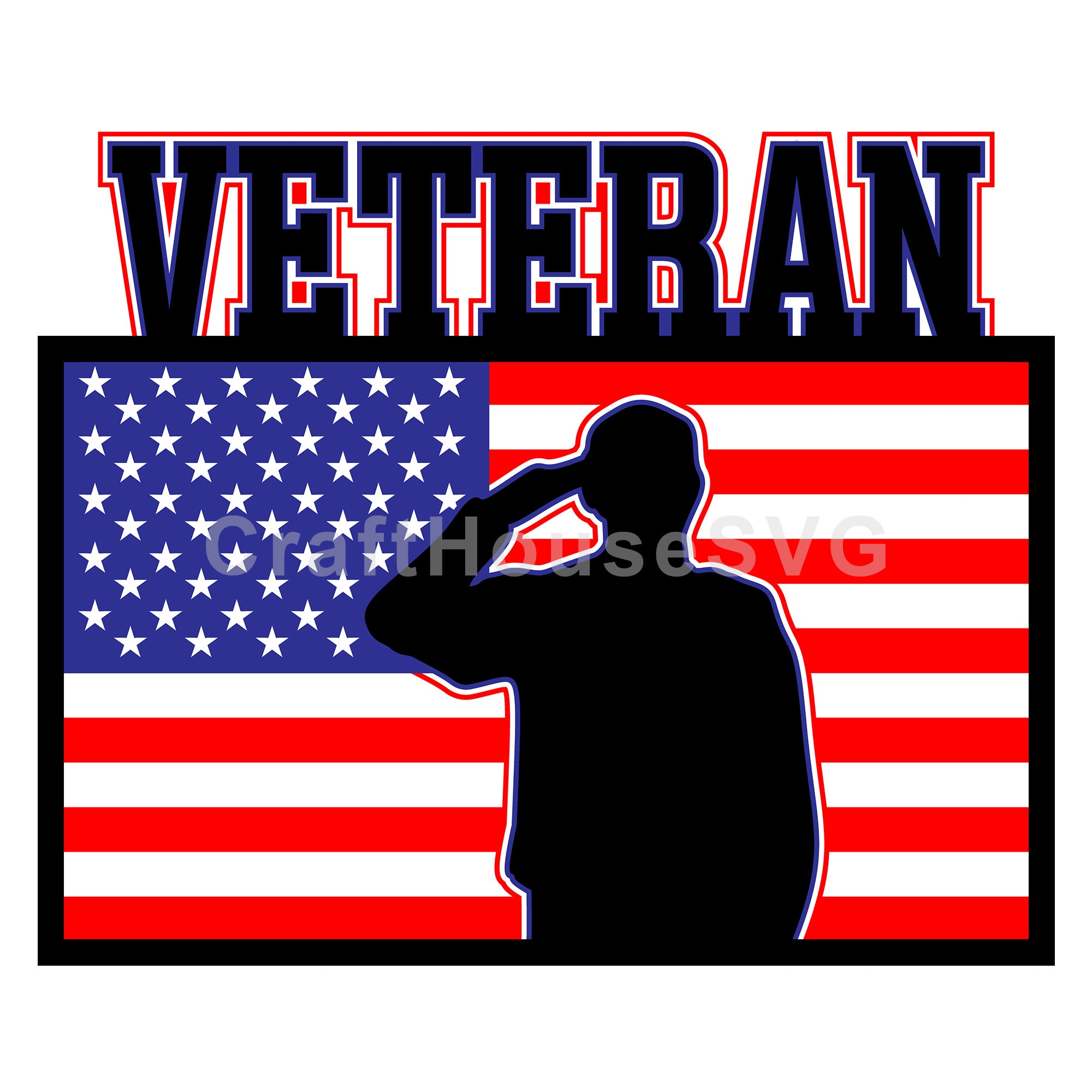 3D Layered Veteran American Flag SVG