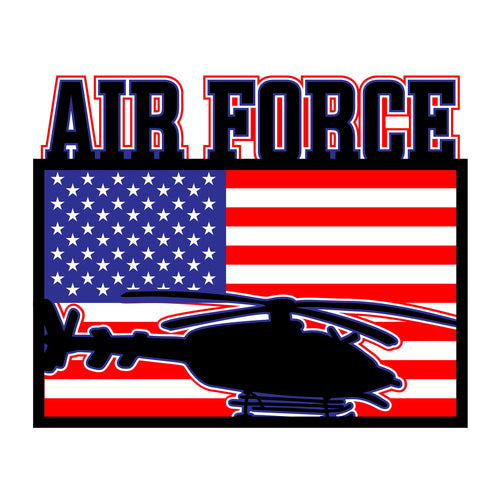 3D Air Force American Flag SVG design for Cricut, Silhouette, laser cutting, vinyl, sublimation, patriotic crafts, and 4th of July projects.