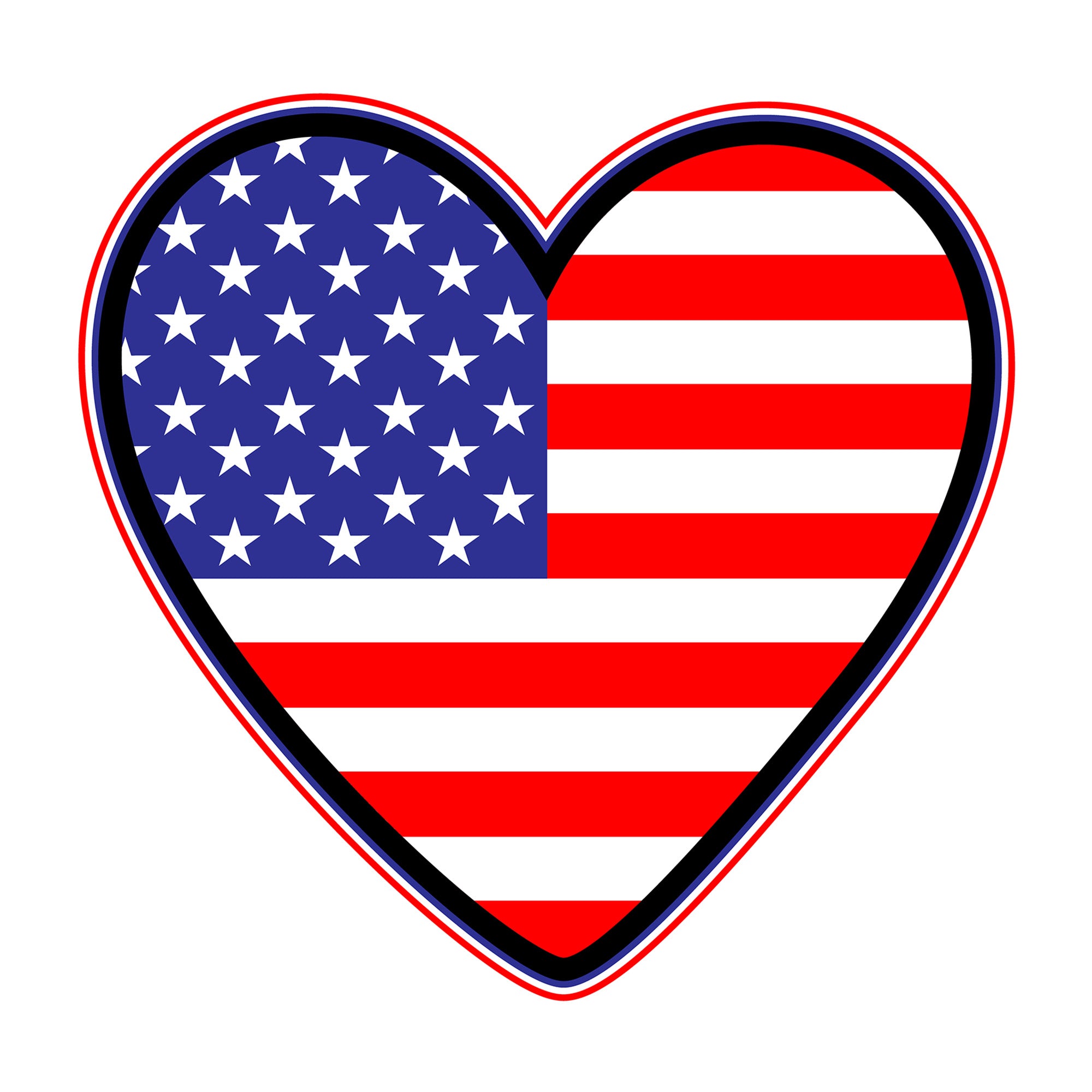 3D Heart American Flag SVG design for Cricut, Silhouette, laser cutting, vinyl, sublimation, patriotic crafts, and 4th of July projects.