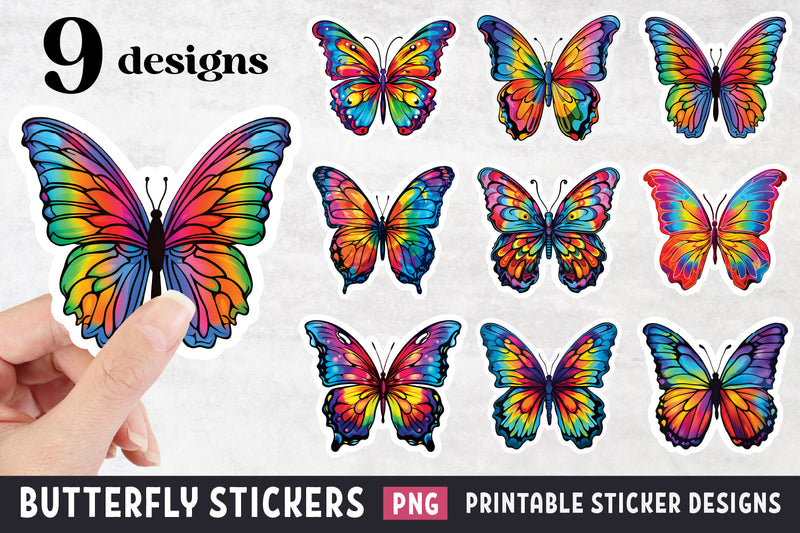 Rainbow Butterfly Sticker Designs