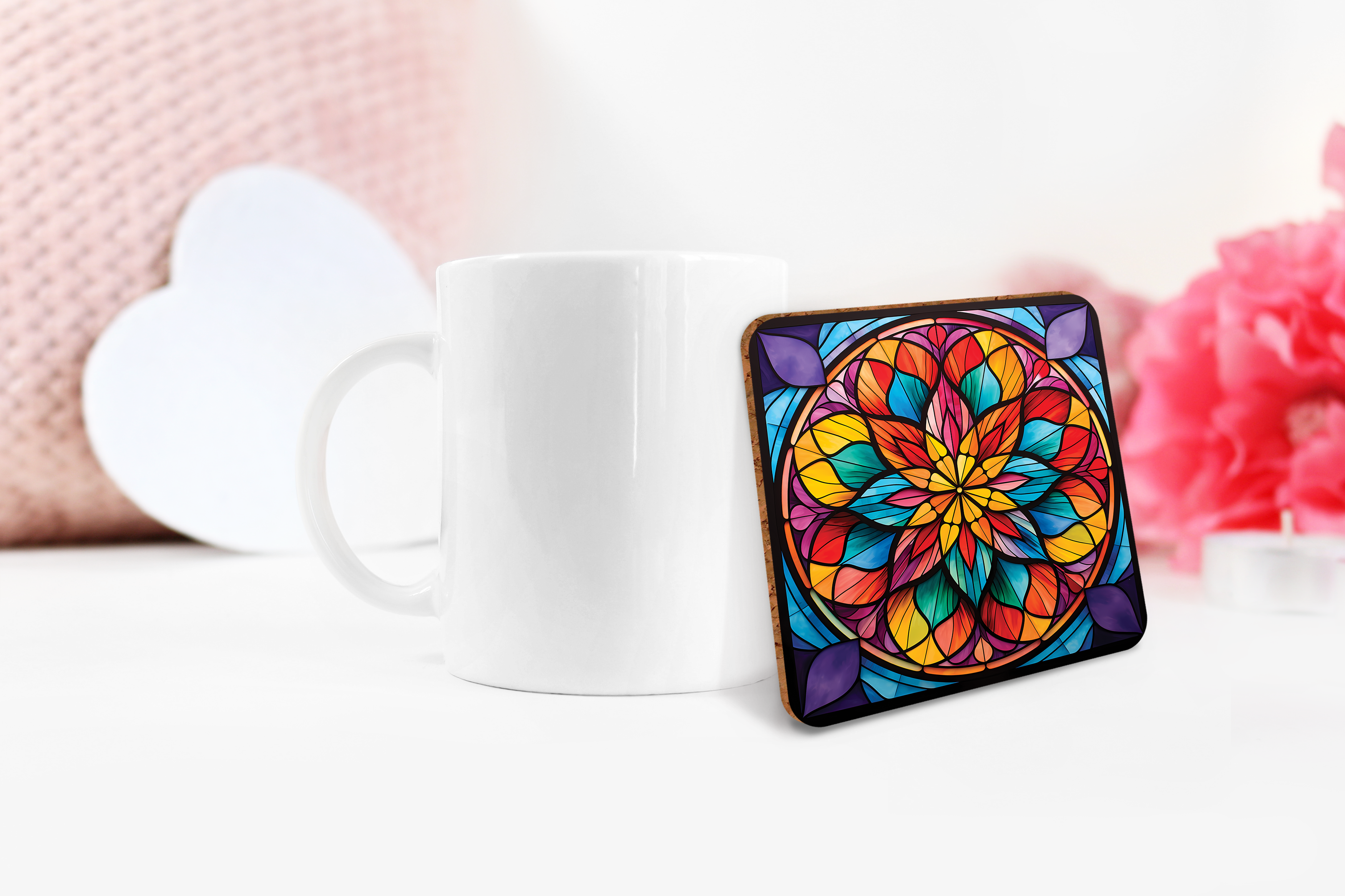 Stained Glass Mandala Sublimation Bundle Coaster Designs PNG - Craft House SVG
