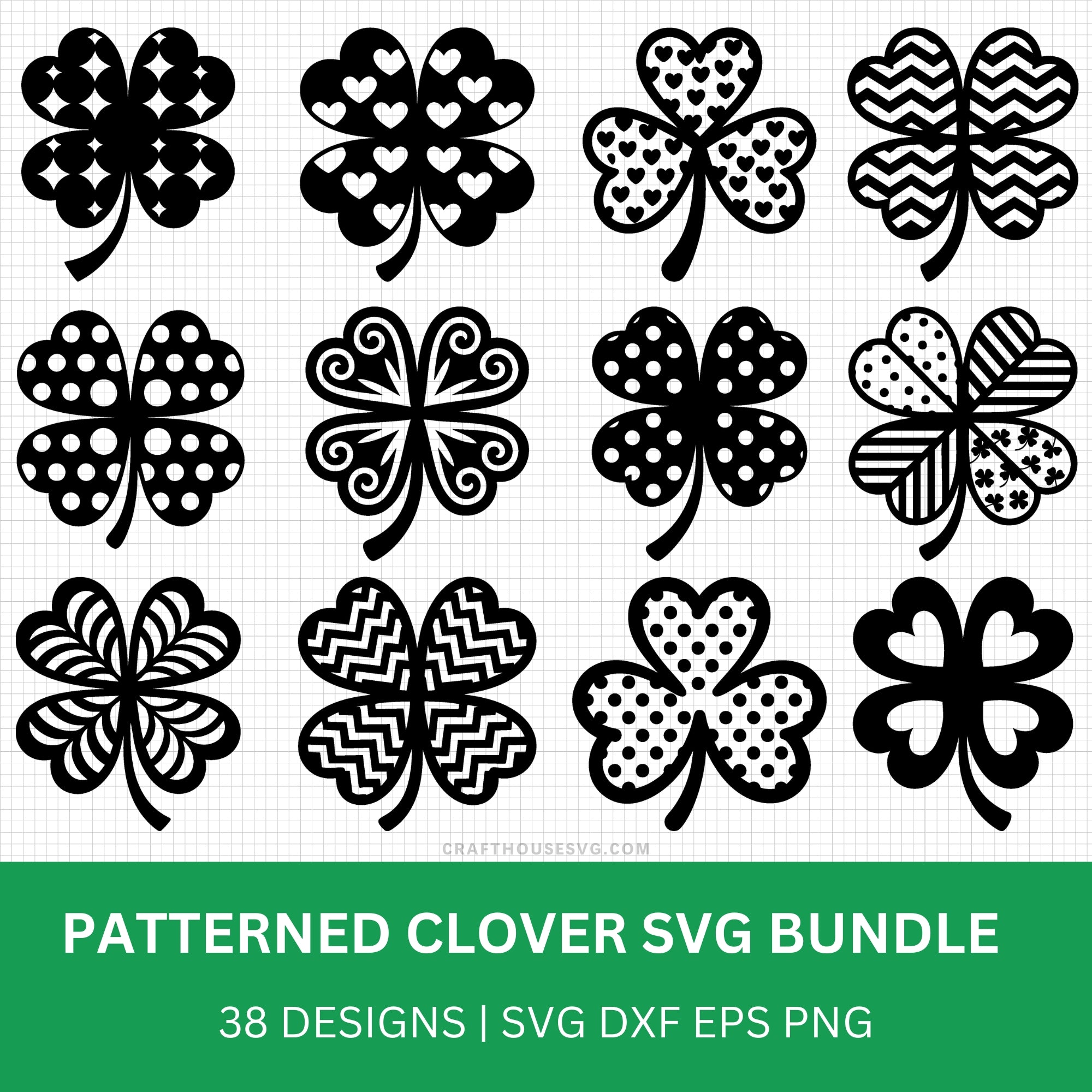 Patterned Clover SVG Bundle - Craft House SVG
