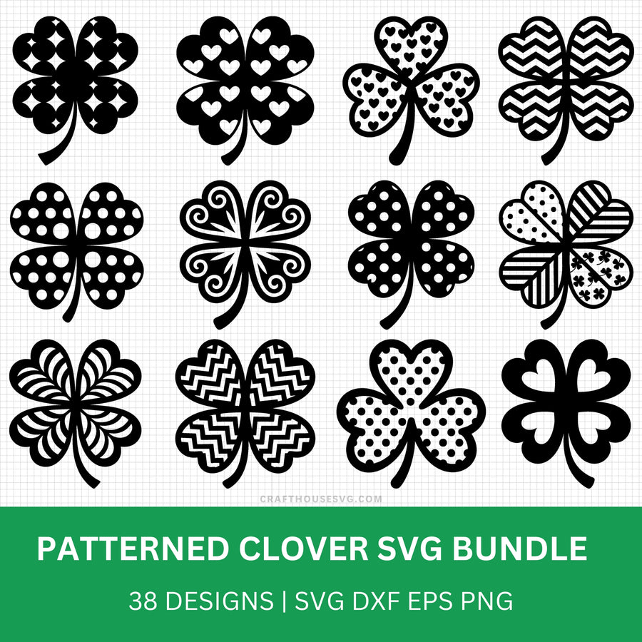 Patterned Clover SVG Bundle - Craft House SVG