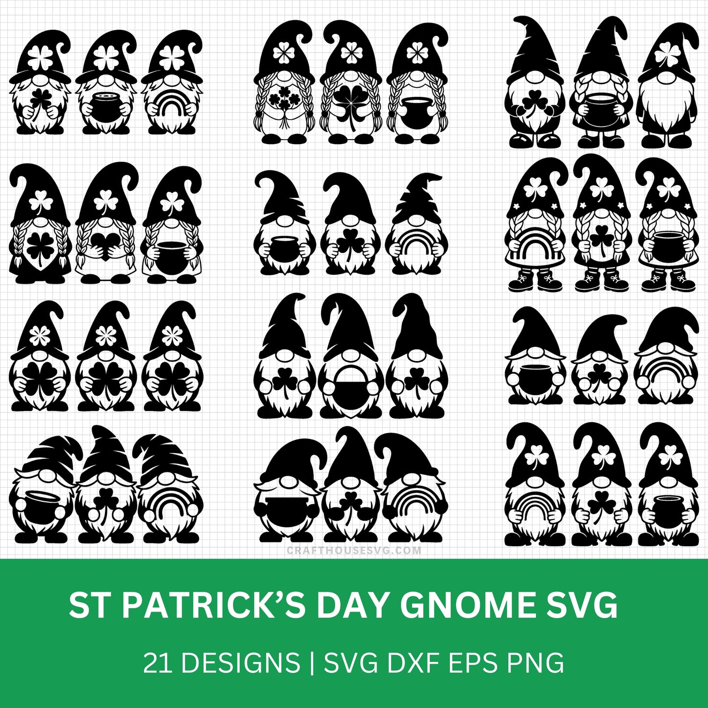 St. Patrick's Day Gnomes SVG Bundle PLR