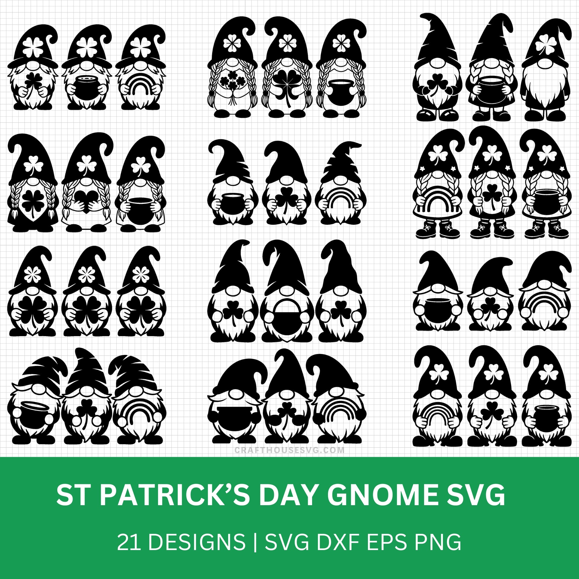 St. Patrick's Day Gnomes SVG Bundle PLR - Craft House SVG