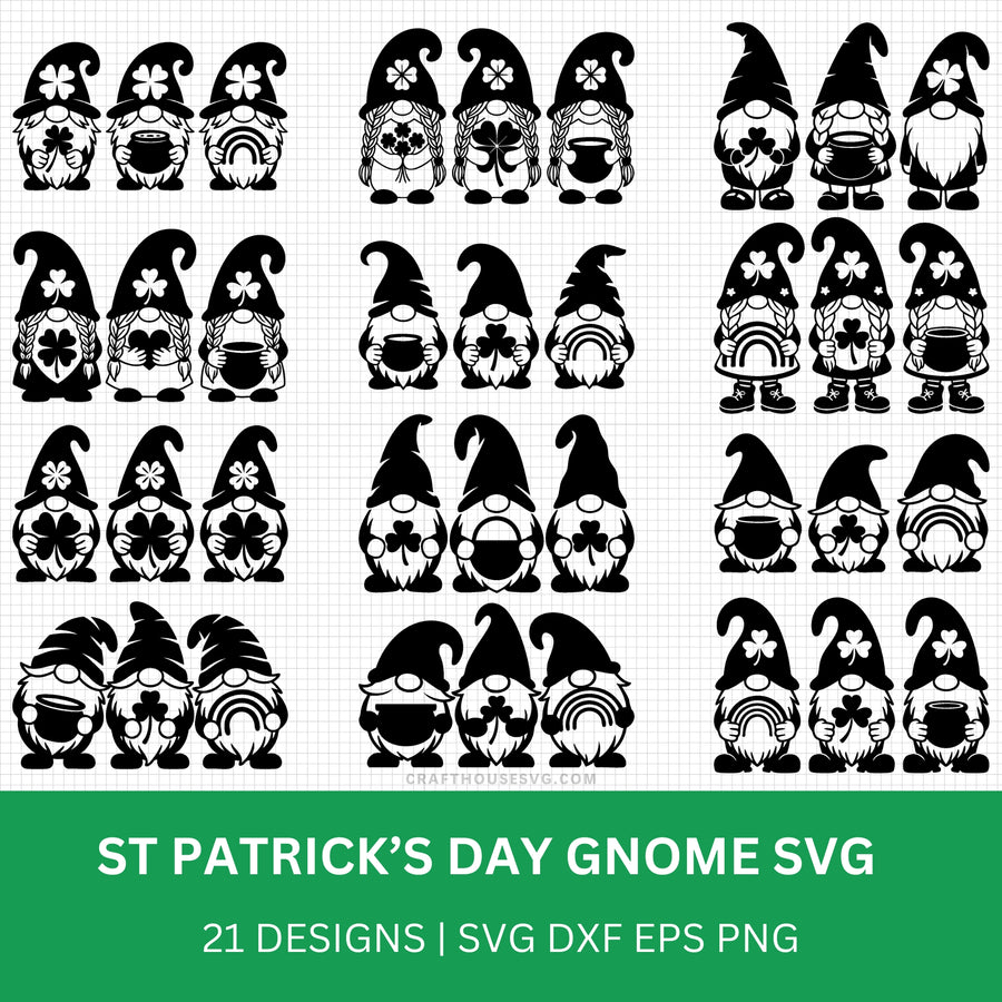 St. Patrick's Day Gnomes SVG Bundle PLR - Craft House SVG