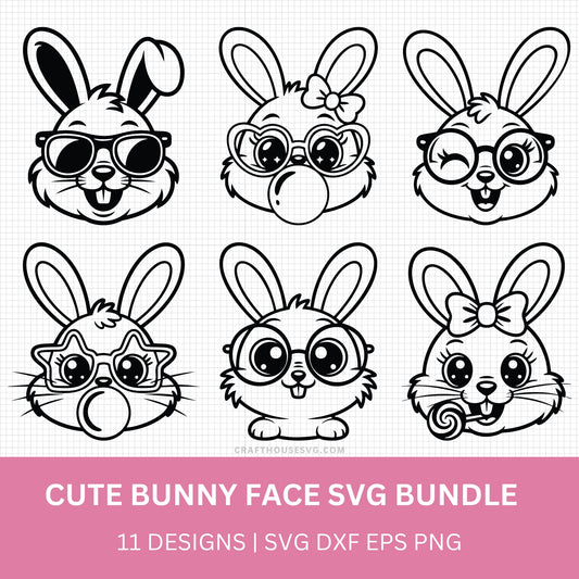 Cute Bunny Face Easter SVG Bundle PLR Resell Rights