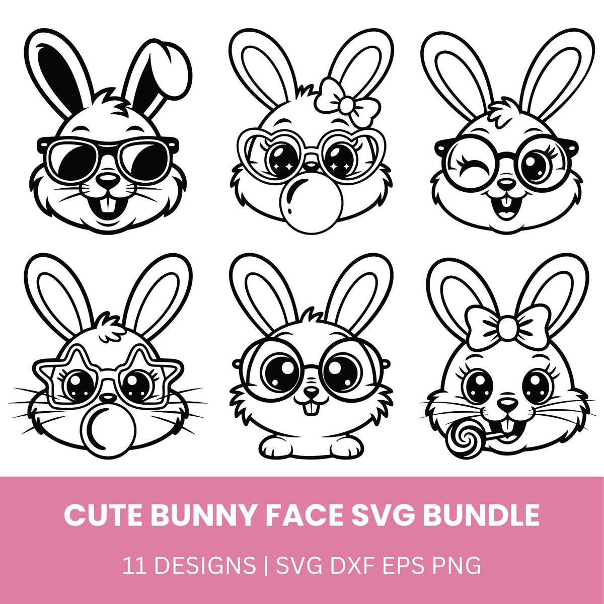 Cute Bunny Face SVG Bundle