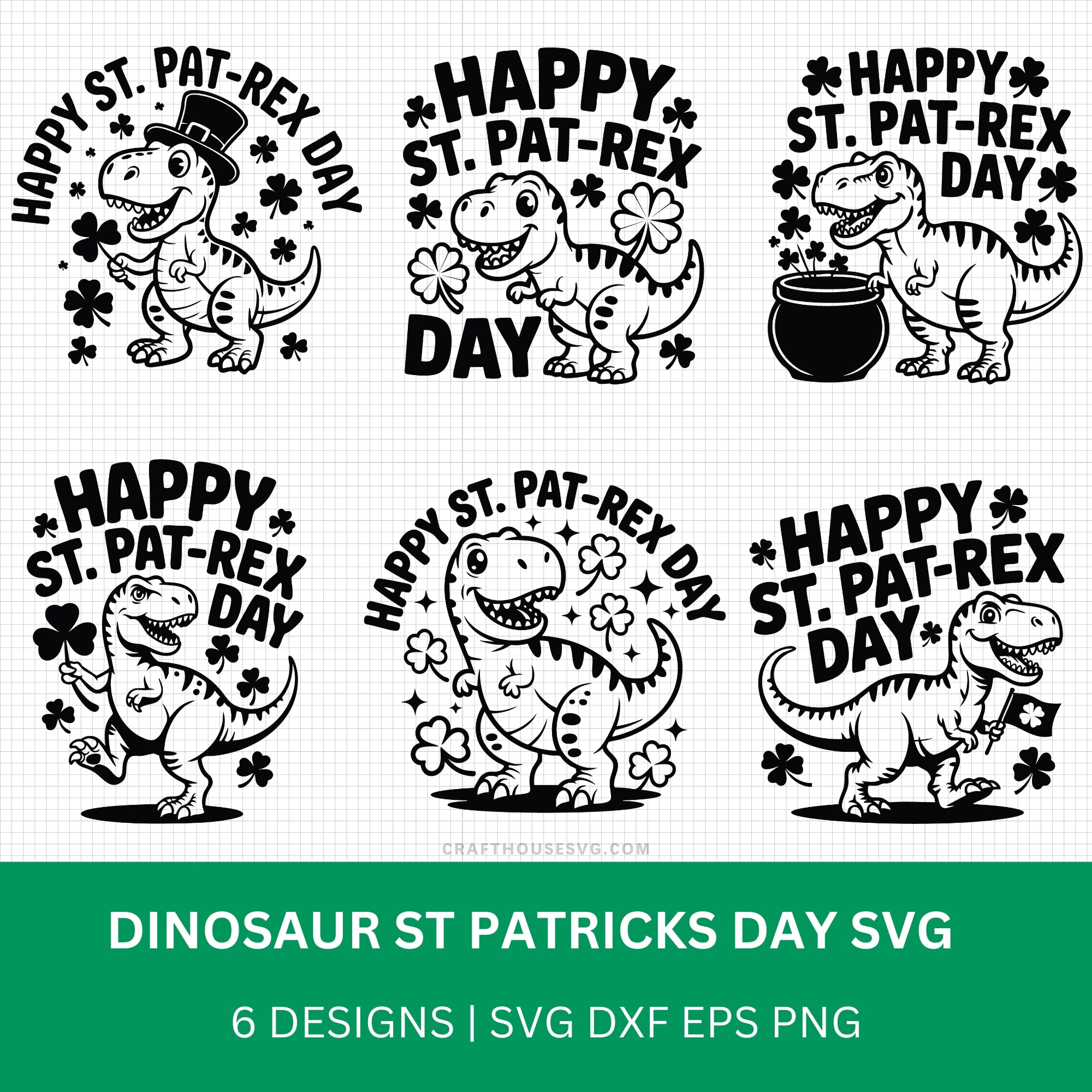 Dinosaur St. Patrick's Day SVG Bundle - Craft House SVG