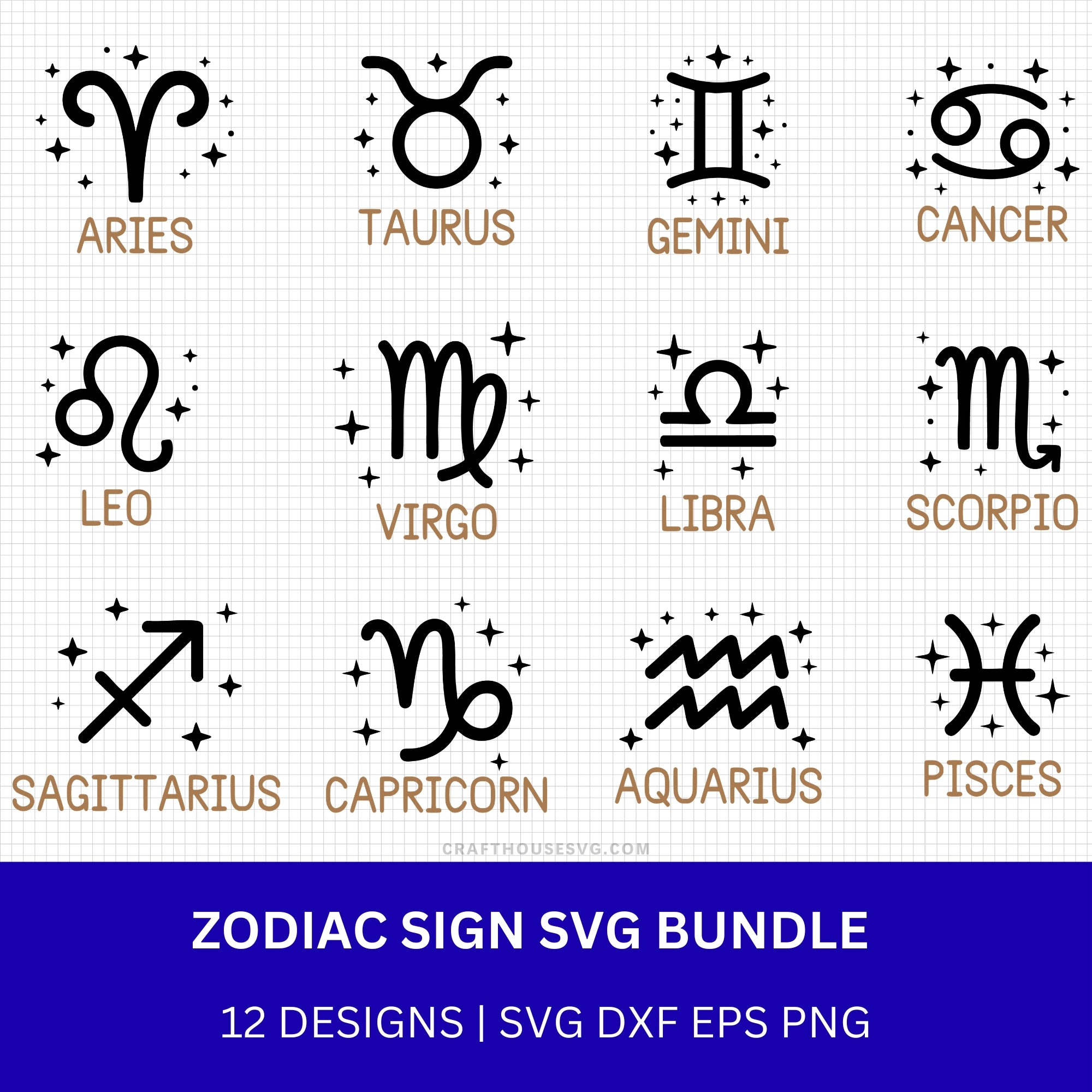Zodiac Sign SVG Bundle - Craft House SVG