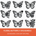 Floral Butterfly SVG Bundle - Craft House SVG