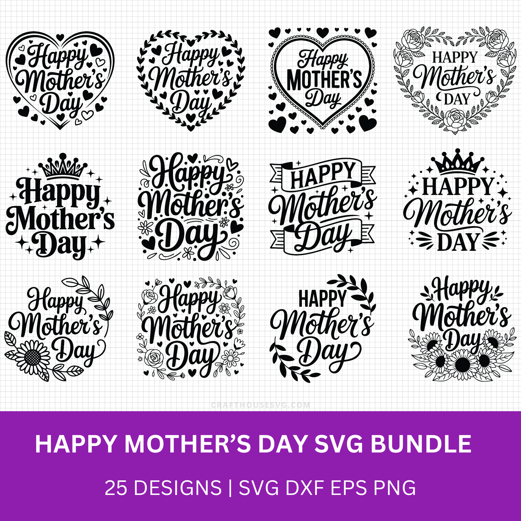 Happy Mothers Day SVG Bundle - Craft House SVG