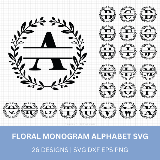Circle Floral Monogram Alphabet SVG Bundle - Daily Freebies - Craft House SVG