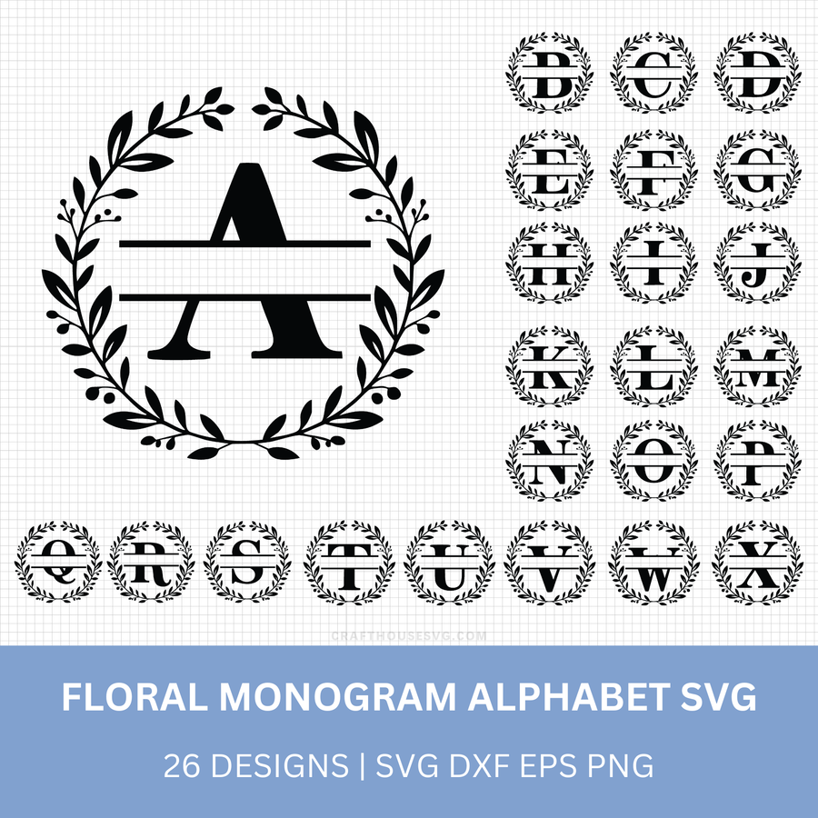 Circle Floral Monogram Alphabet SVG Bundle - Daily Freebies - Craft House SVG