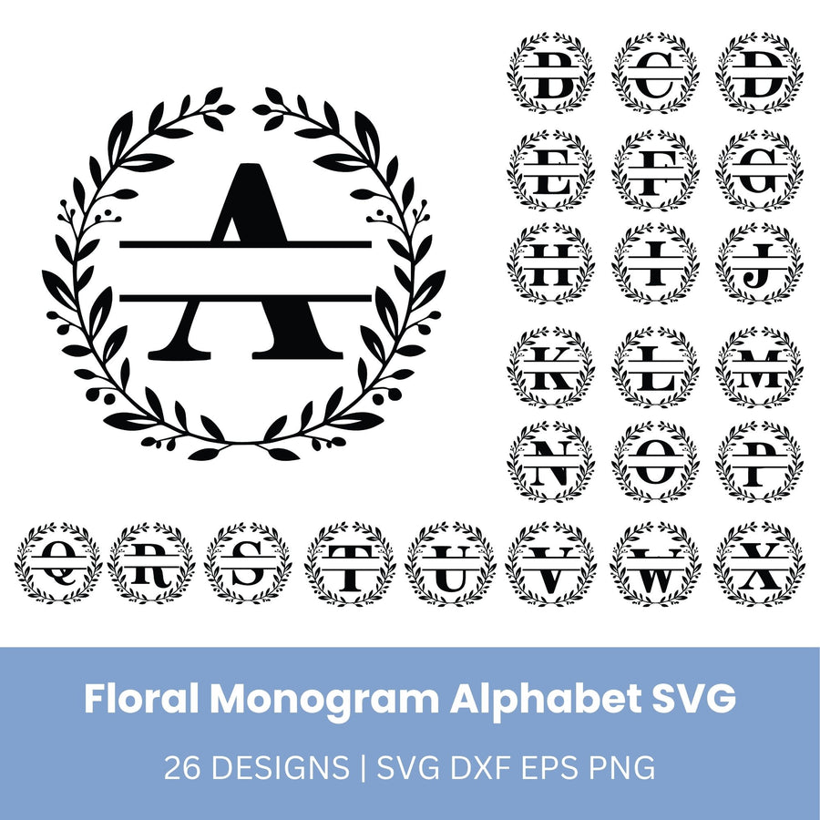 Circle Floral Monogram Alphabet Bundle