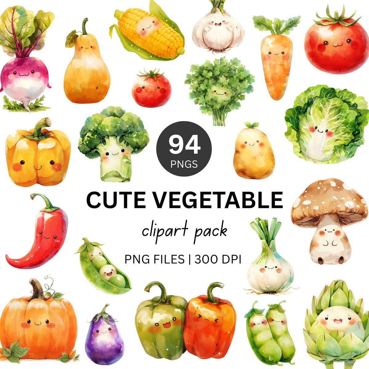 Cute Vegetables Clipart Pack
