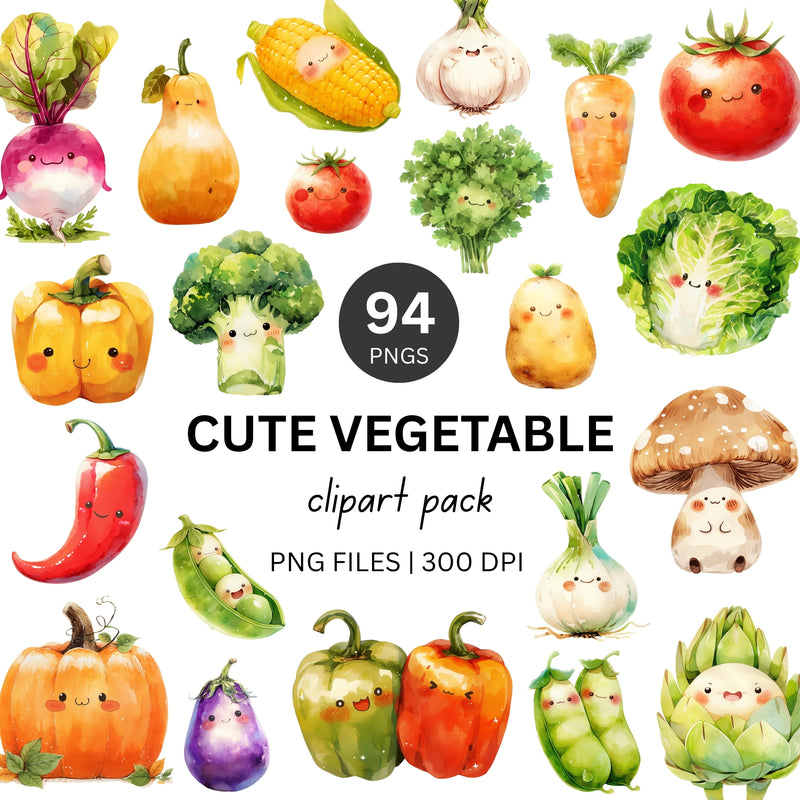 Cute Vegetables Clipart Pack