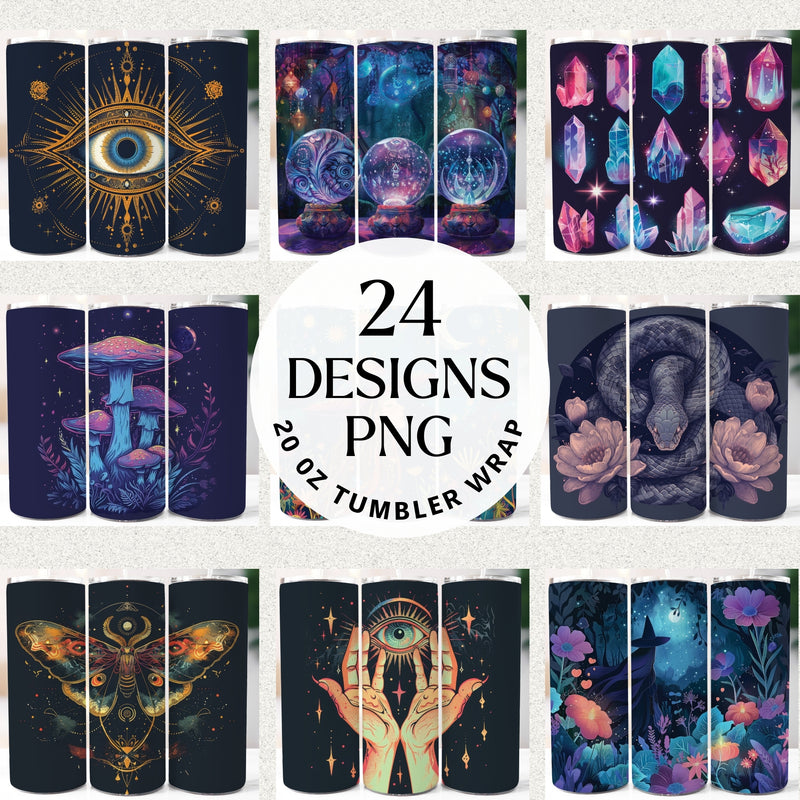 Mystical 20 oz Tumbler Wrap PNG Bundle (24 Designs)