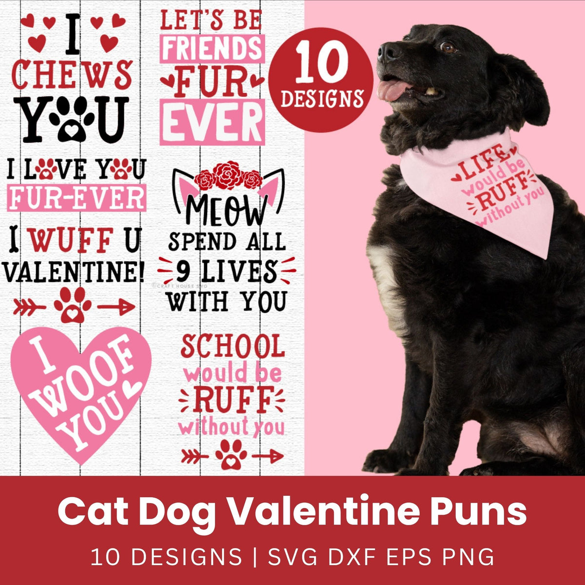 Cat Dog Valentine Puns SVG Bundle