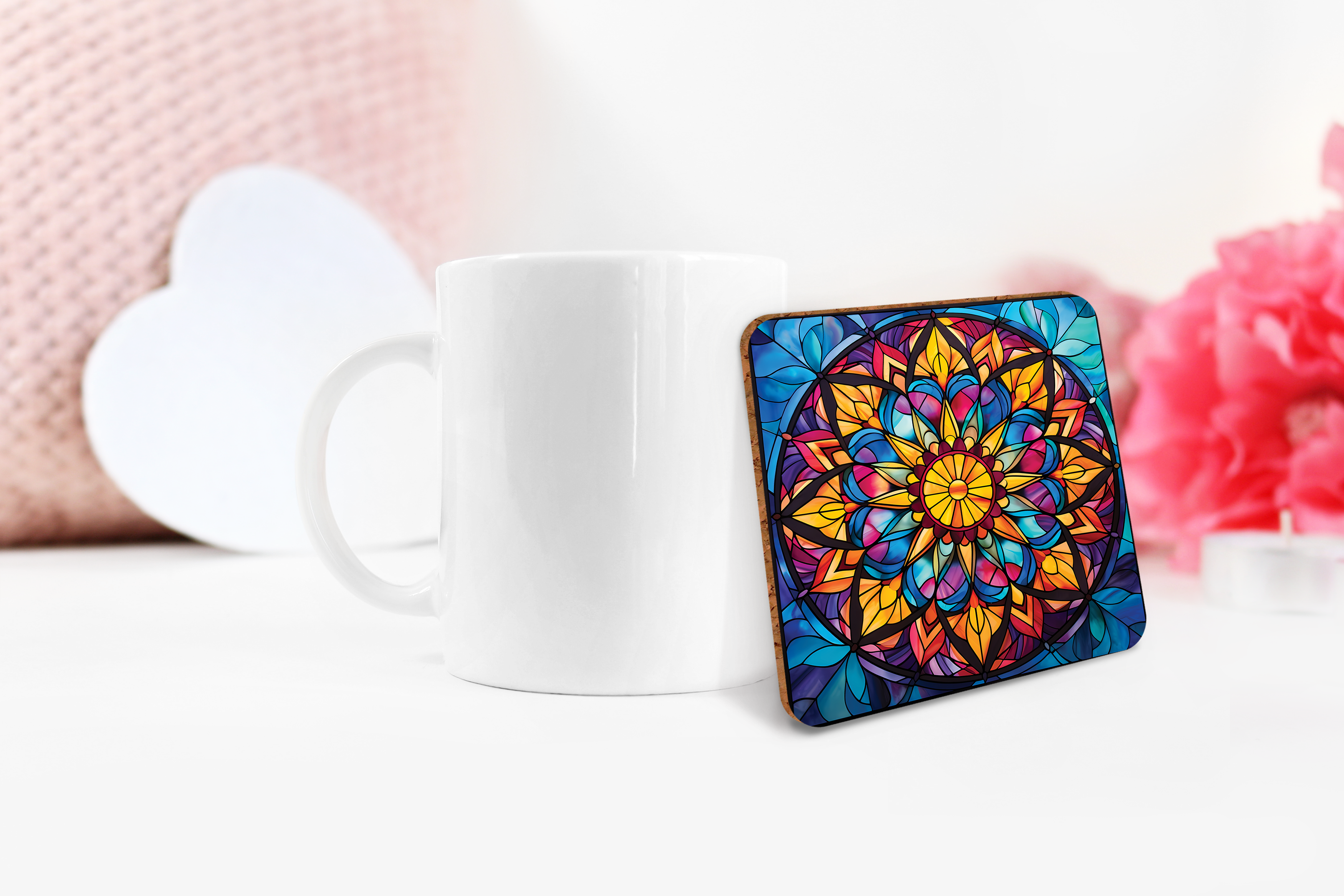 Stained Glass Mandala Sublimation Bundle Coaster Designs PNG - Craft House SVG