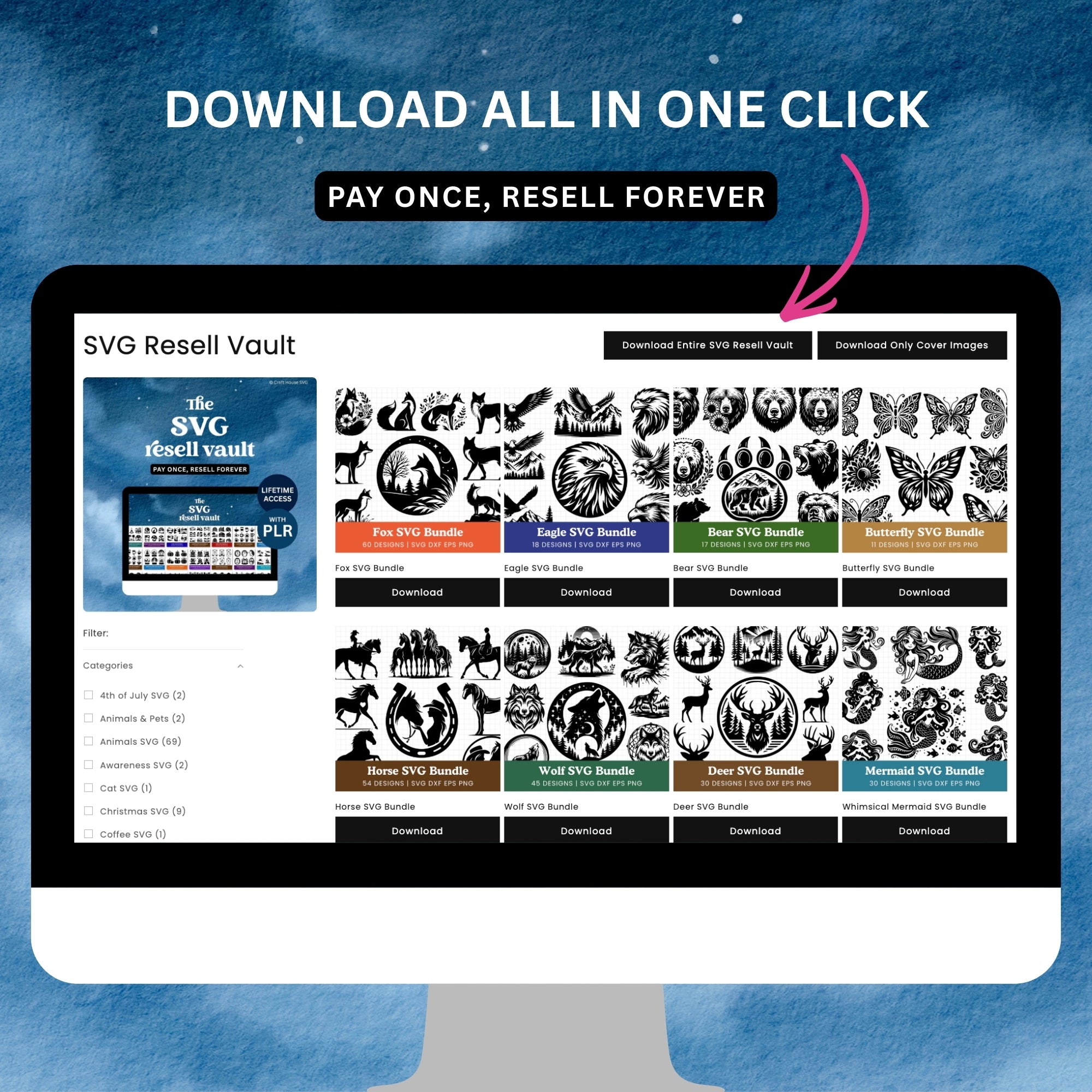 The SVG Resell Vault Lifetime Access - Craft House SVG