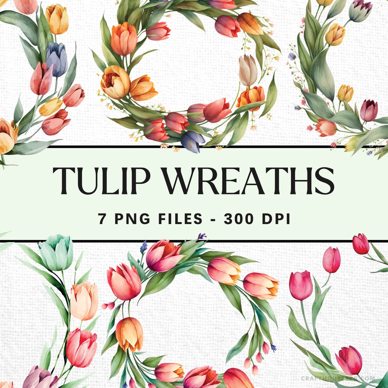 Spring Watercolor Wreaths Clipart Pack