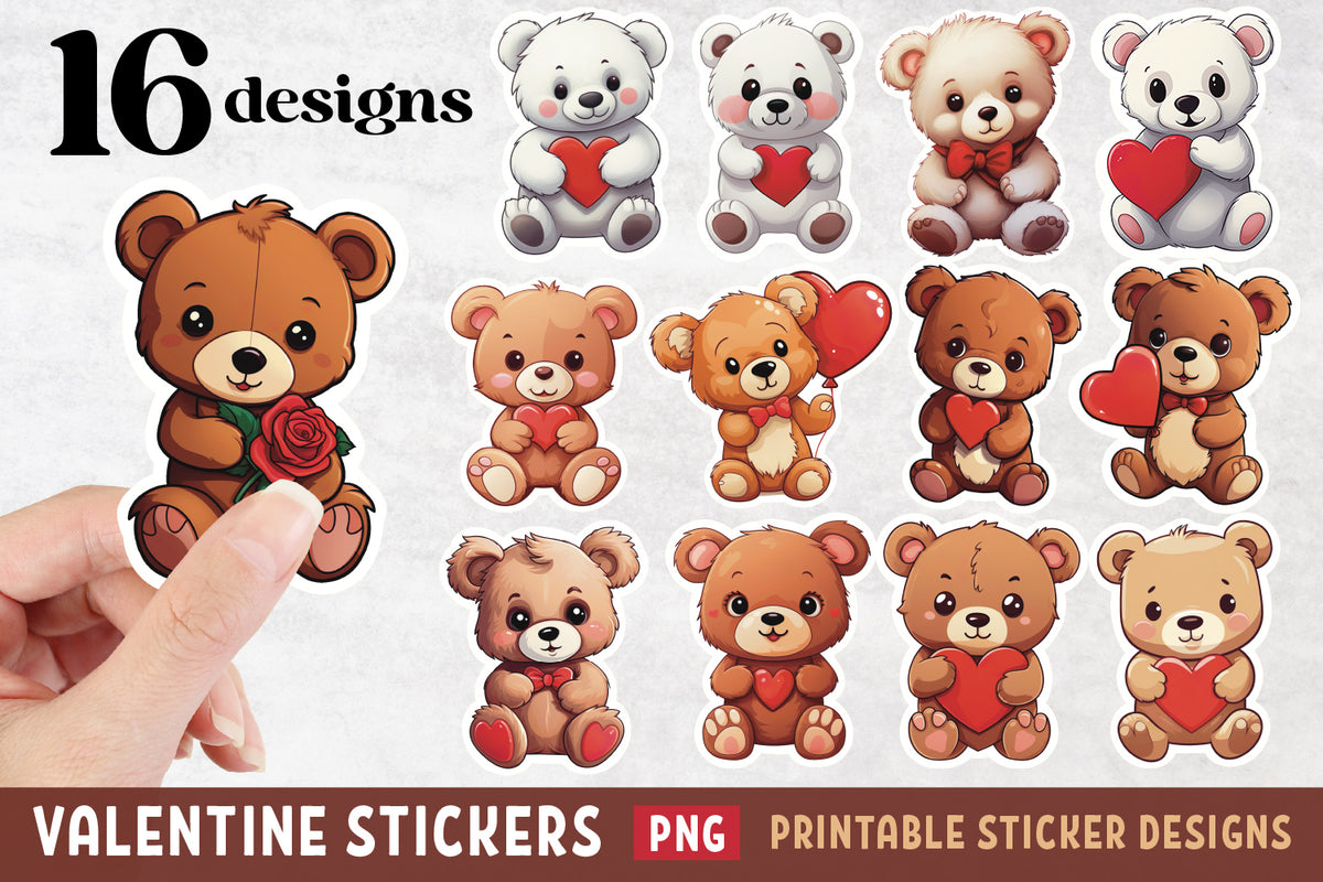 Valentine Teddy Bear Stickers