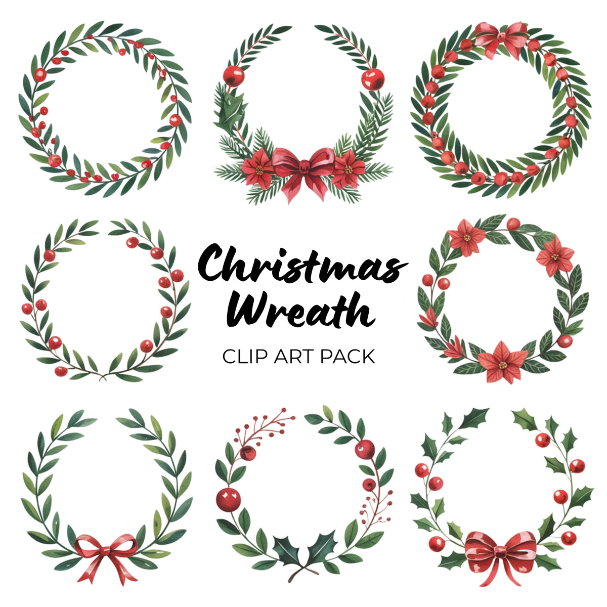 Christmas Wreath Clipart Pack