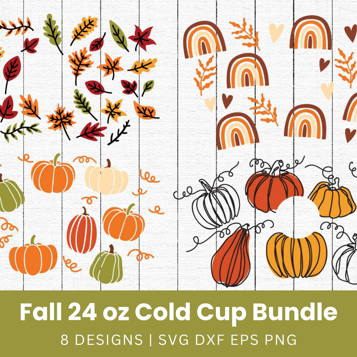 Fall 24oz Cold Cup Wrap SVG Bundle