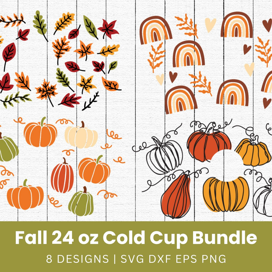 Fall 24oz Cold Cup Wrap SVG Bundle