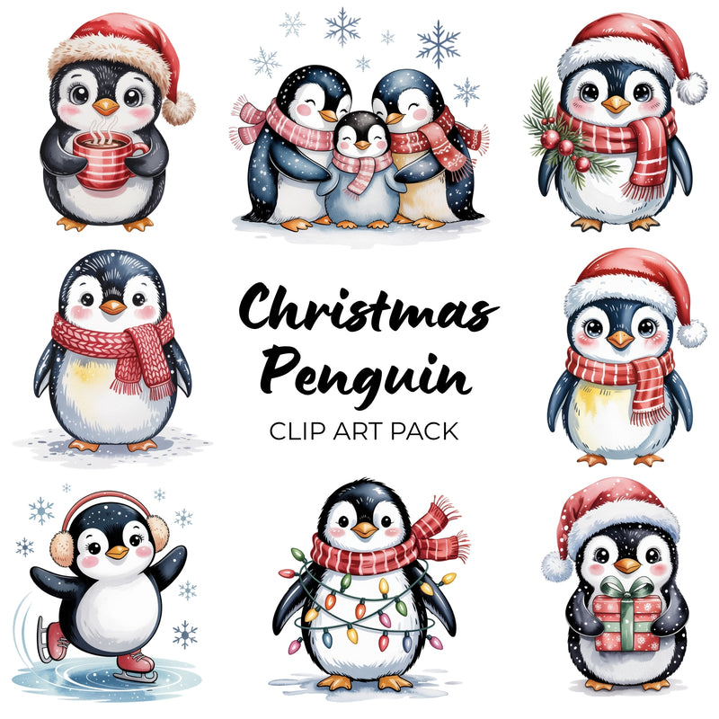 Christmas Penguin Clipart Pack