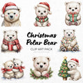 Christmas Polar Bear Clipart Pack Sublimation Bundle PNG - Craft House SVG