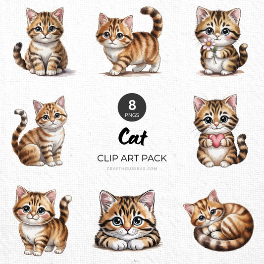 Cat Clipart Pack Sublimation Bundle PNG - Craft House SVG